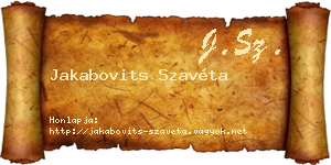 Jakabovits Szavéta névjegykártya