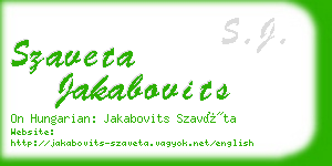 szaveta jakabovits business card